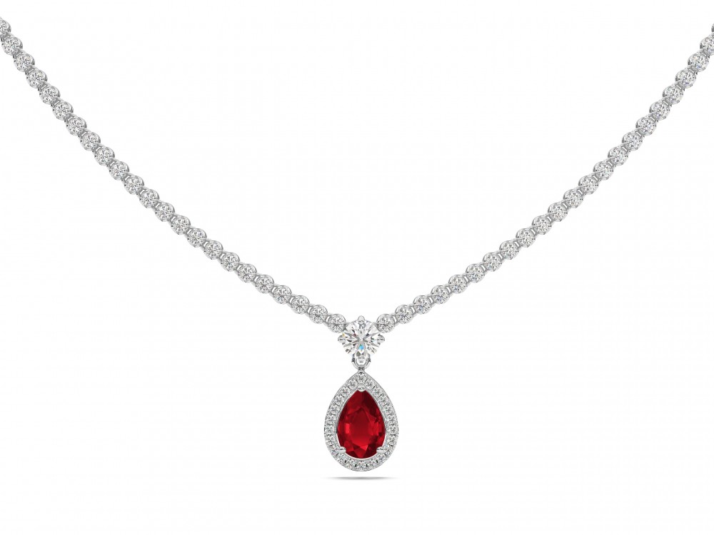 Necklace with 4.80 ct Diamonds and 1.00 ct Ruby