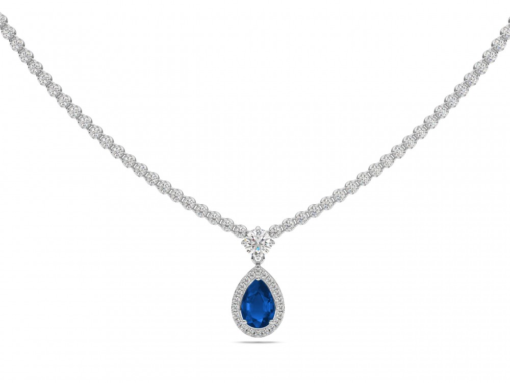 Necklace with 4.80 ct Diamonds and 1.30 ct Sapphire