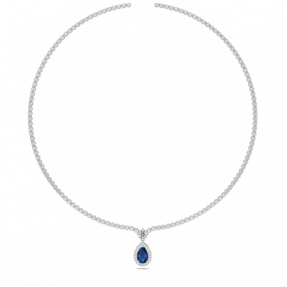Necklace with 4.80 ct Diamonds and 1.30 ct Sapphire