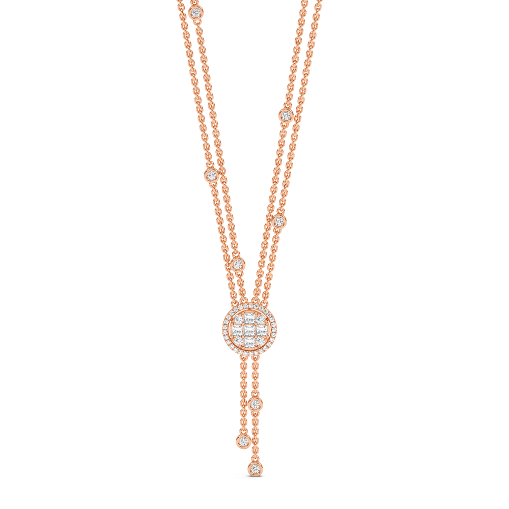 Necklace with 0.50ct Princess Cut Diamonds and 0.60ct Round Diamonds