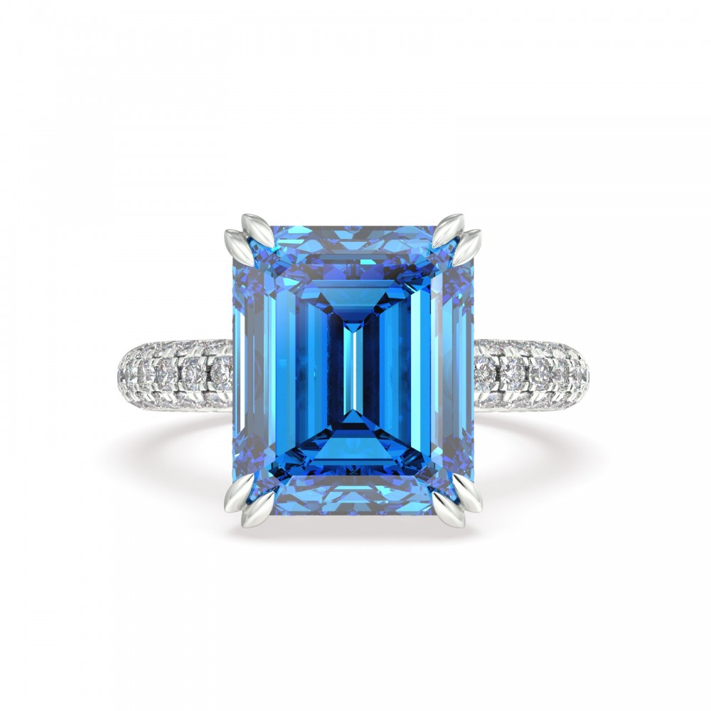 Ring with 4.85 ct central Blue Topaz and 0.94 ct diamonds