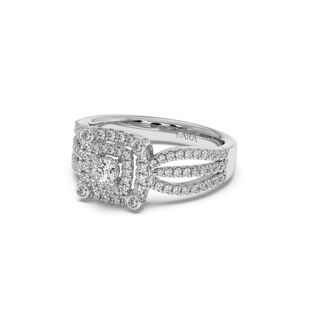 Ring with 0.13 ct center diamond and 0.53 ct side diamonds
