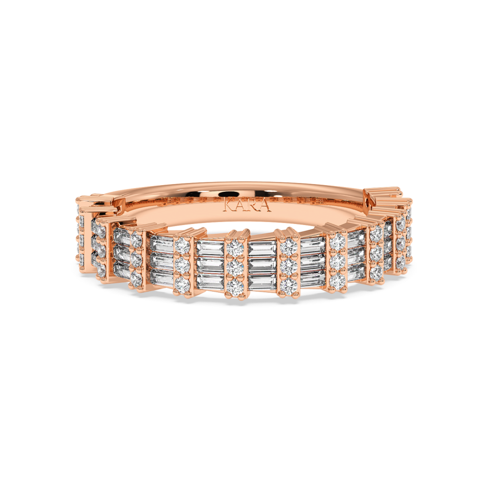 Ring with 0.23 ct Round Diamonds and 0.43 ct Baget Diamonds