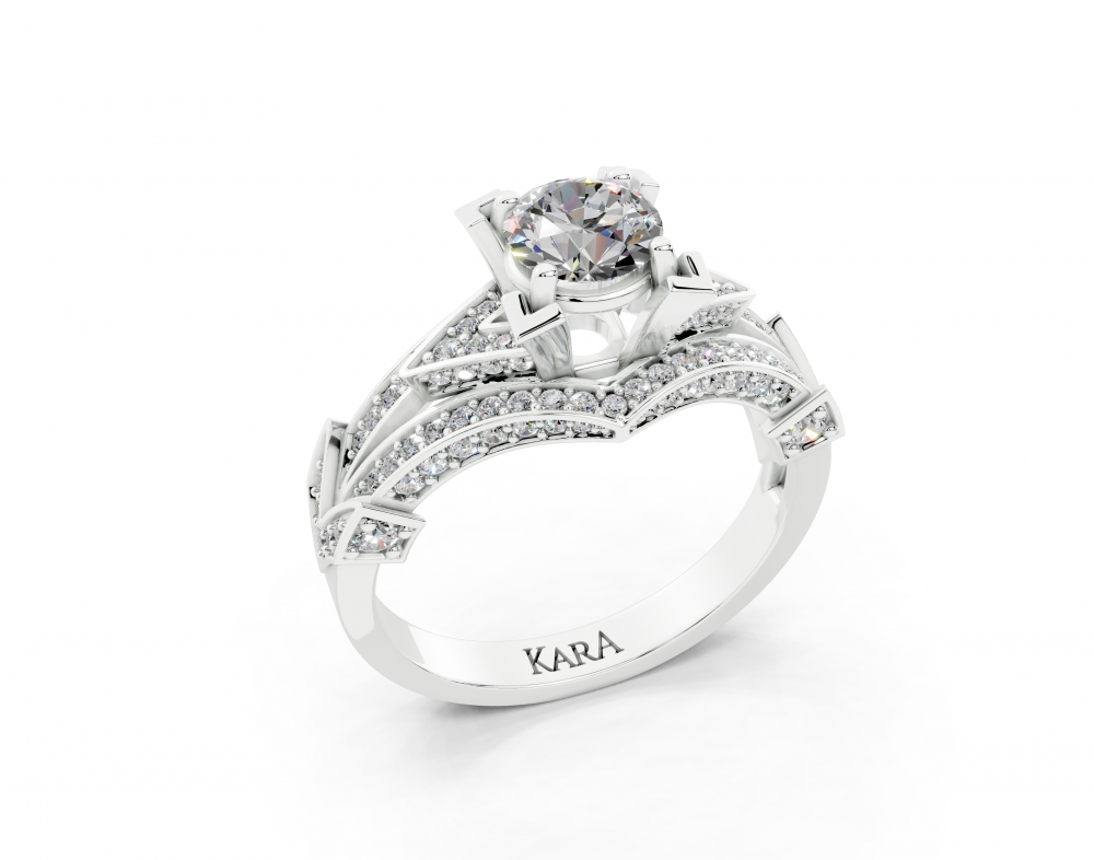 Ring with 0.80ct center diamond and 0.63ct side diamonds