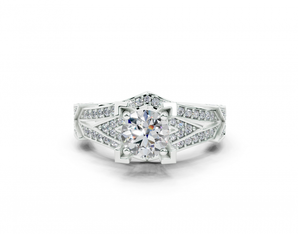 Ring with 0.80ct center diamond and 0.63ct side diamonds