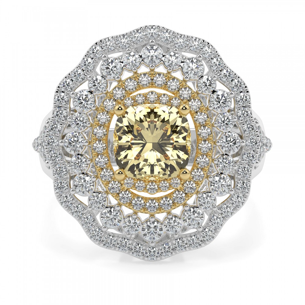 Ring with 1.51 ct center diamond and 1.08 ct side diamonds