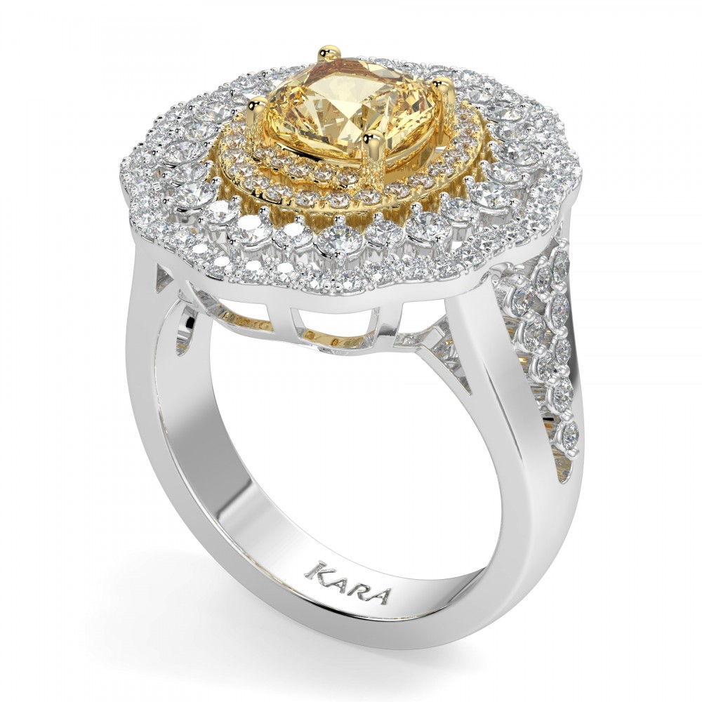 Ring with 1.51 ct center diamond and 1.08 ct side diamonds