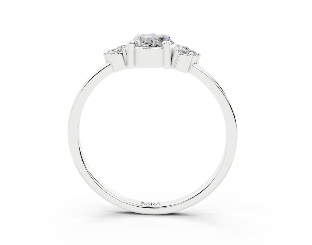 Oval Cut 0.66ct center diamond ring with 0.08ct round diamonds