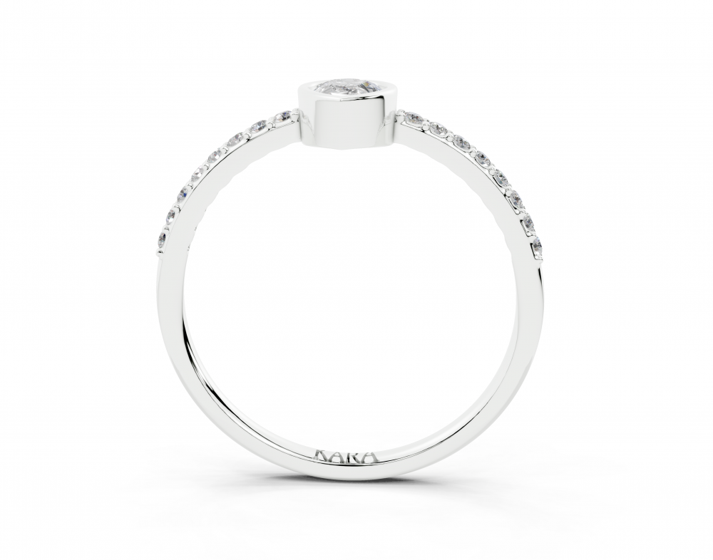 Ring with central 0.35ct Pear Cut diamond and 0.10ct round side diamonds