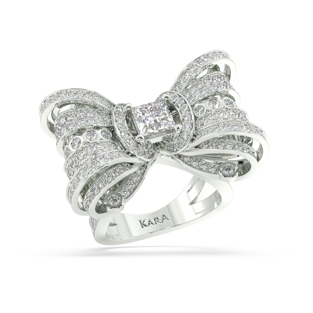 Ring with 0.71 ct Princess center diamond and 1.72 ct side diamonds