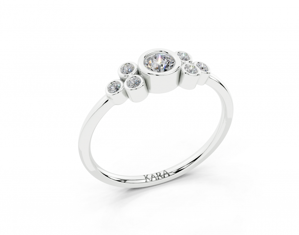 Ring with round center diamond of 0.16ct and round side diamonds of 0.08ct