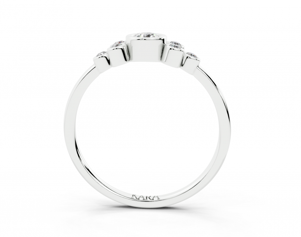Ring with round center diamond of 0.16ct and round side diamonds of 0.08ct