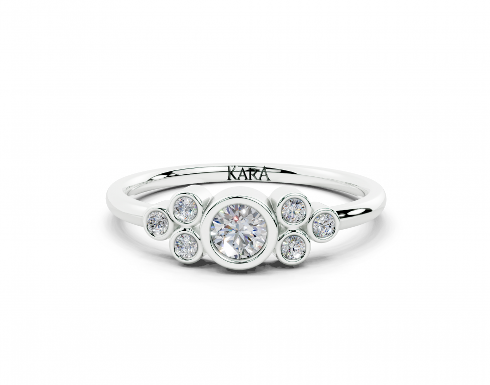 Ring with round center diamond of 0.16ct and round side diamonds of 0.08ct