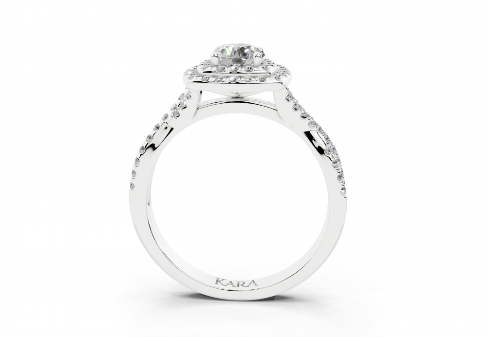 Ring with 0.47ct round center diamond and 0.49ct side diamonds