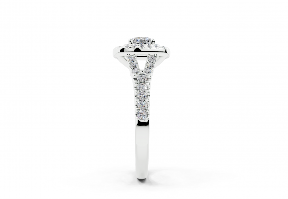 Ring with 0.47ct Cushion Cut Center diamond and 0.37ct side diamonds
