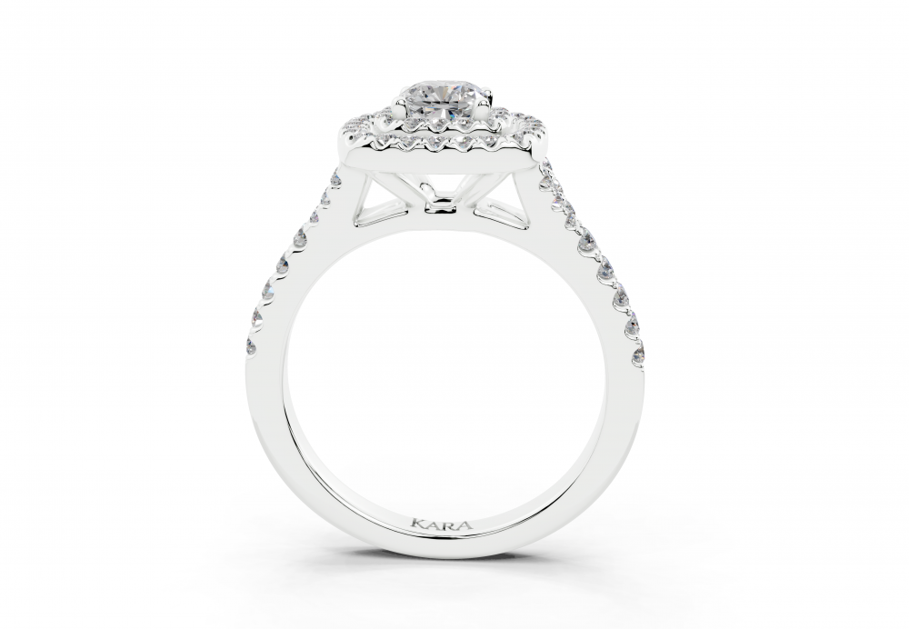 Ring with 0.47ct Cushion Cut Center diamond and 0.37ct side diamonds
