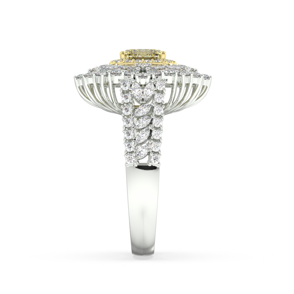 Ring with 1.04 ct Fancy Diamond and 1.30 ct Mix Diamonds