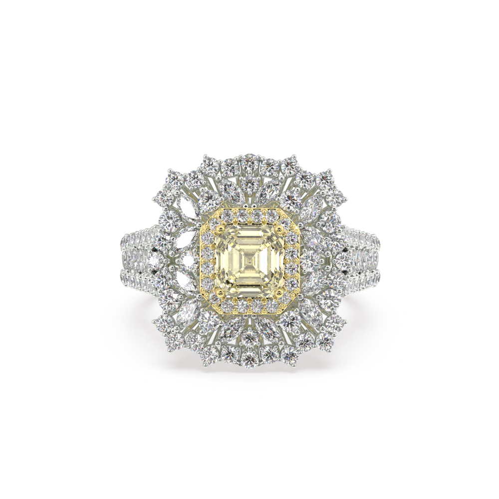 Ring with 1.04 ct Fancy Diamond and 1.30 ct Mix Diamonds