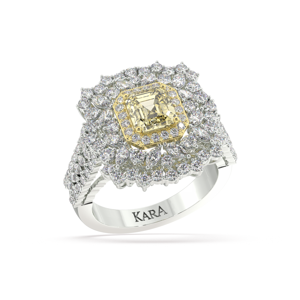 Ring with 1.04 ct Fancy Diamond and 1.30 ct Mix Diamonds