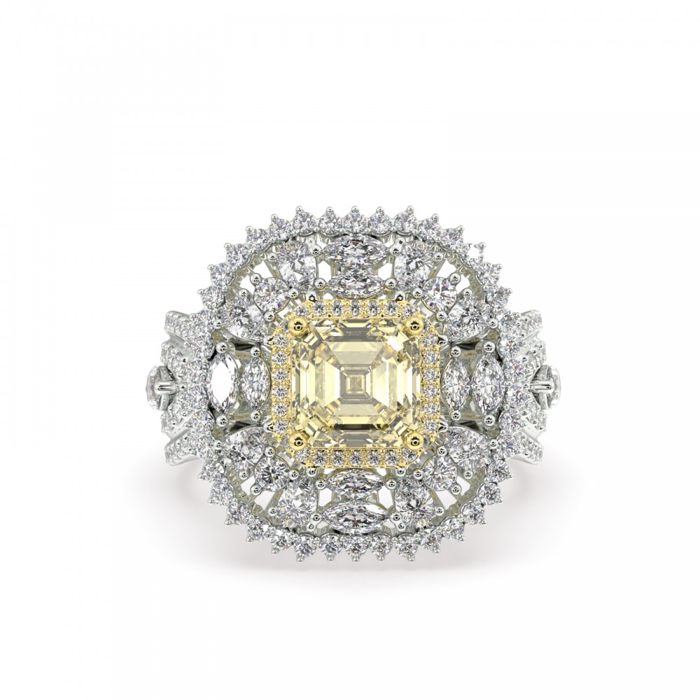 Ring with 1.52 ct Fancy Diamond and 1.52 ct Mix Diamonds