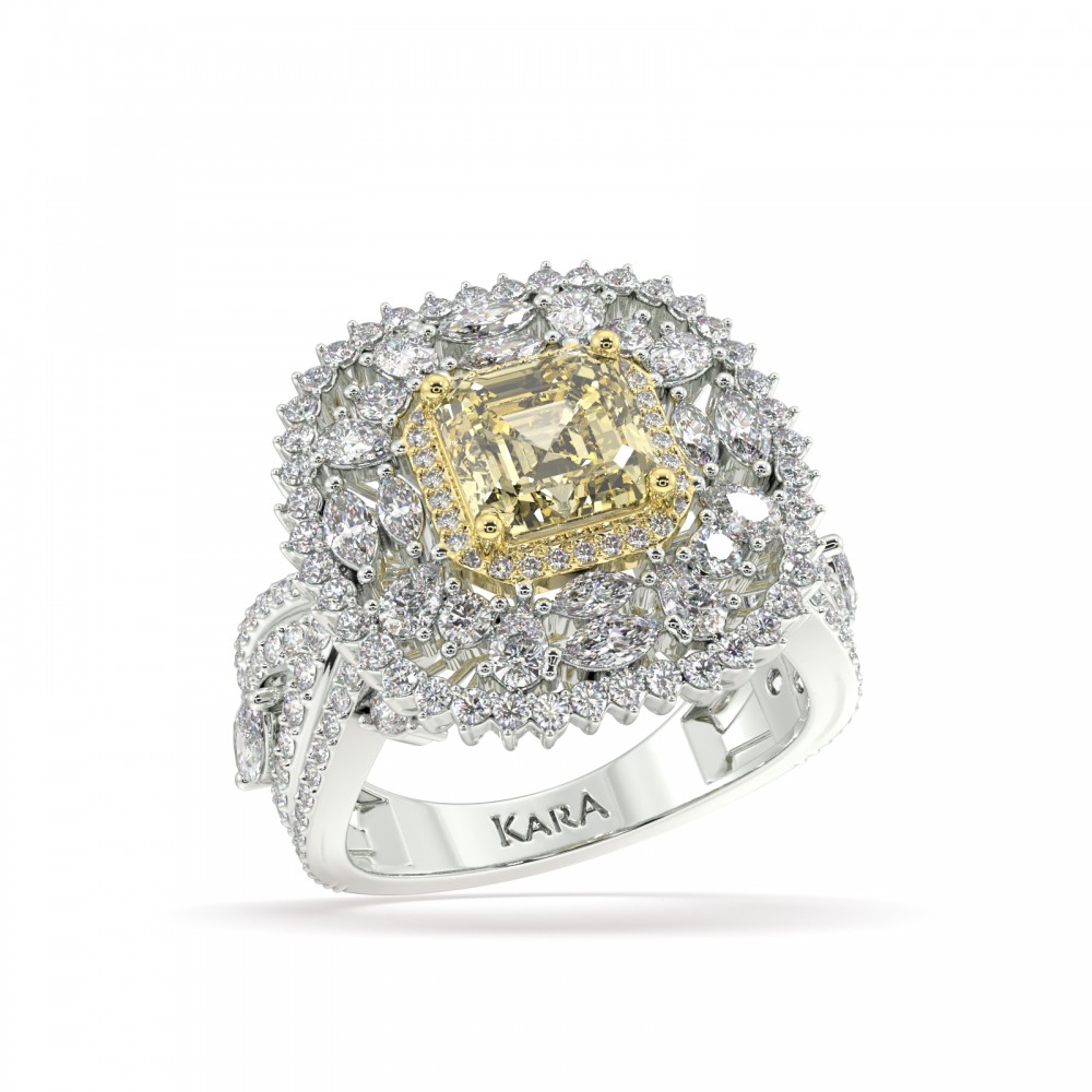 Ring with 1.52 ct Fancy Diamond and 1.52 ct Mix Diamonds