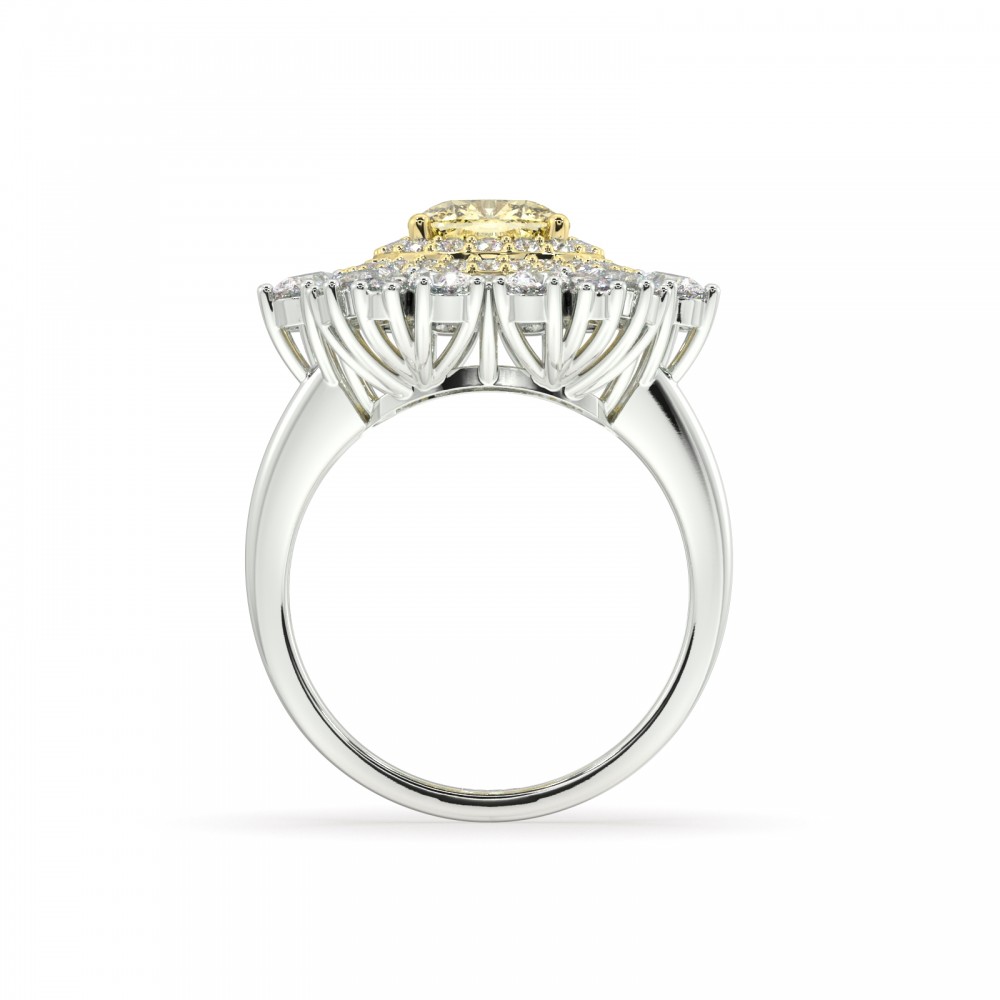 Ring with 1.68 ct Fancy Diamond and 1.63 ct Mix Diamonds