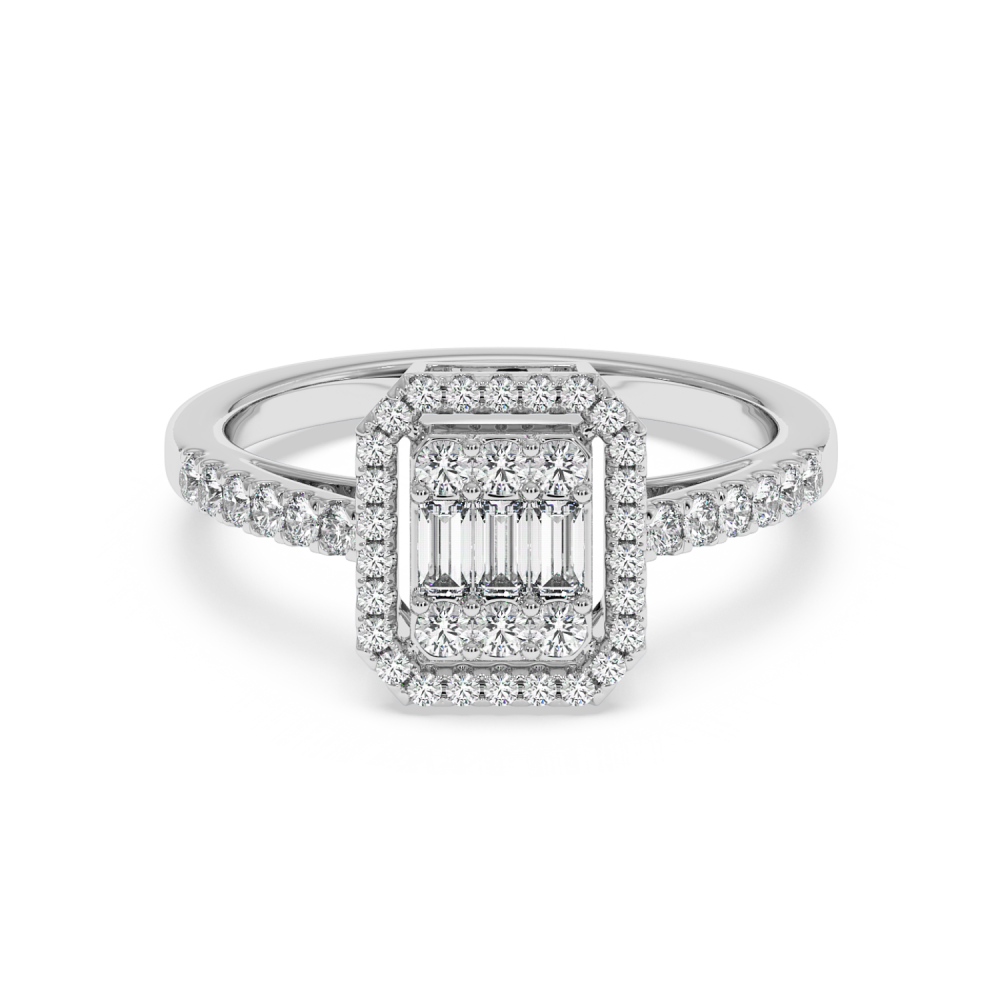 Ring with 0.04ct Baget Diamonds and 0.26 ct round diamonds