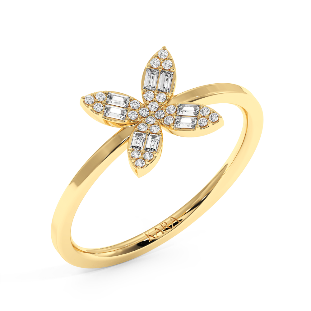 Ring with 0.09 ct Baget Diamonds and 0.04 ct round diamonds