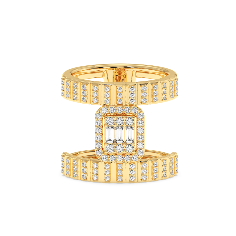 Ring with 0.11 ct Baget Diamonds and 0.50 ct round diamonds