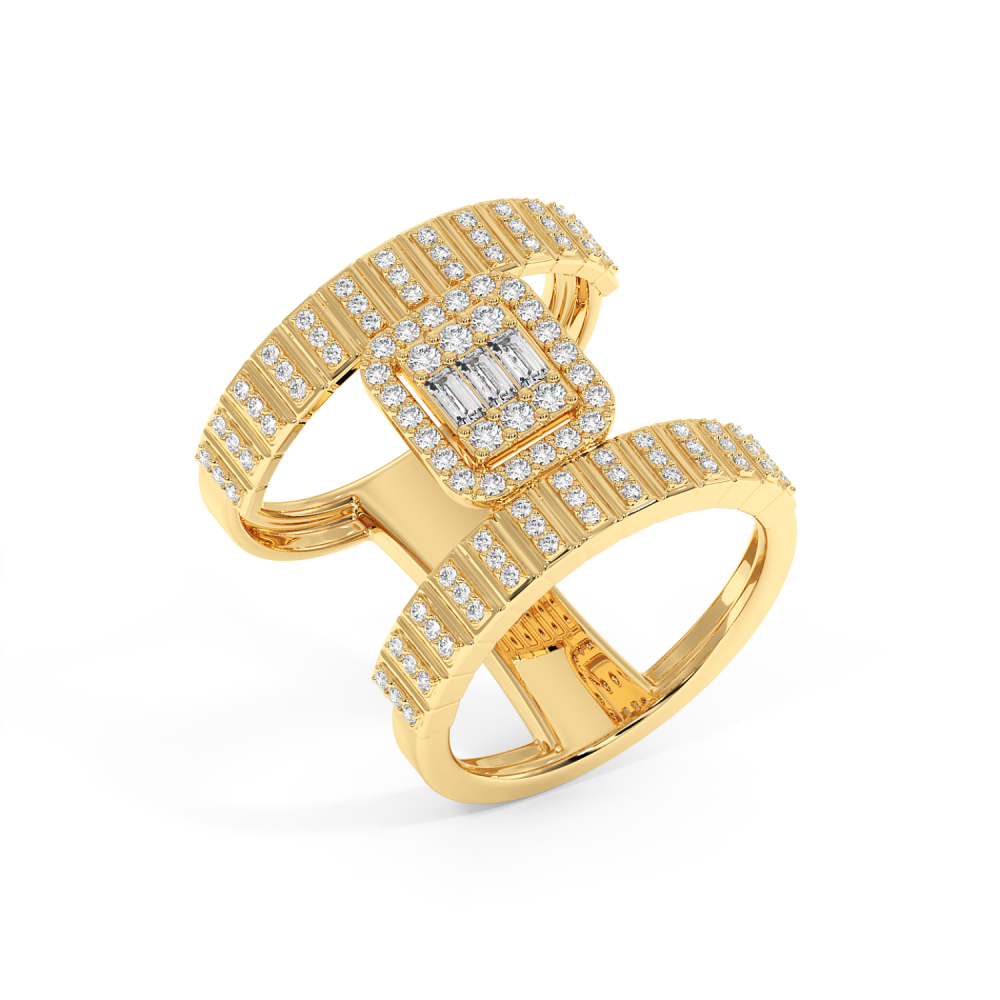 Ring with 0.11 ct Baget Diamonds and 0.50 ct round diamonds