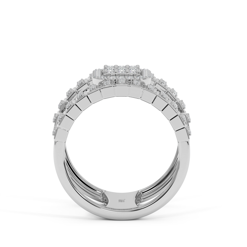 Ring with 0.11 ct Baget Diamonds and 0.50 ct round diamonds