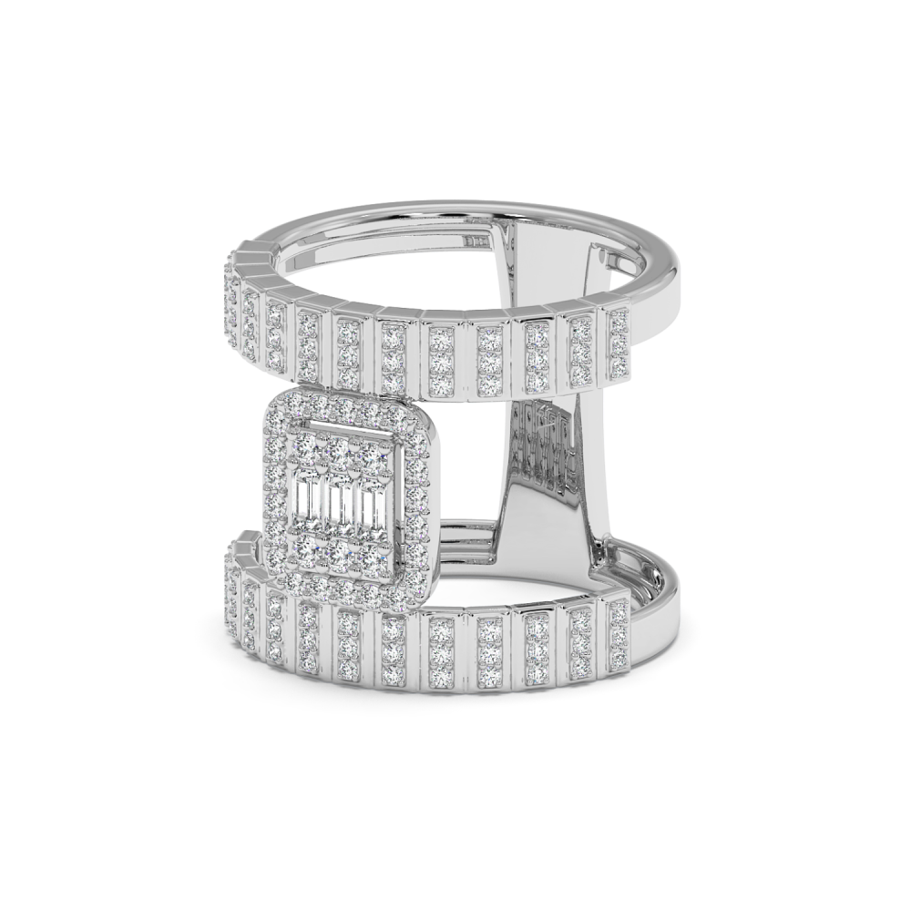 Ring with 0.11 ct Baget Diamonds and 0.50 ct round diamonds