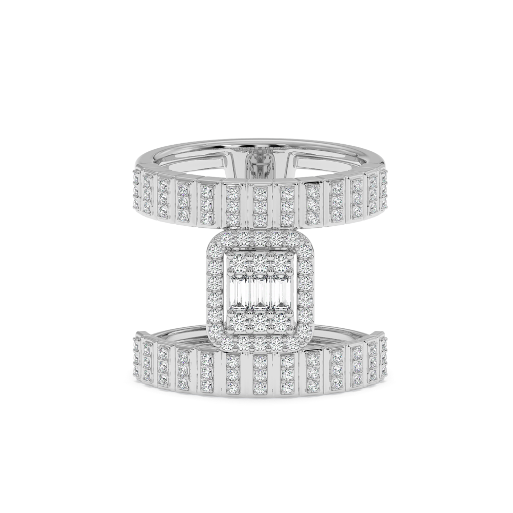 Ring with 0.11 ct Baget Diamonds and 0.50 ct round diamonds
