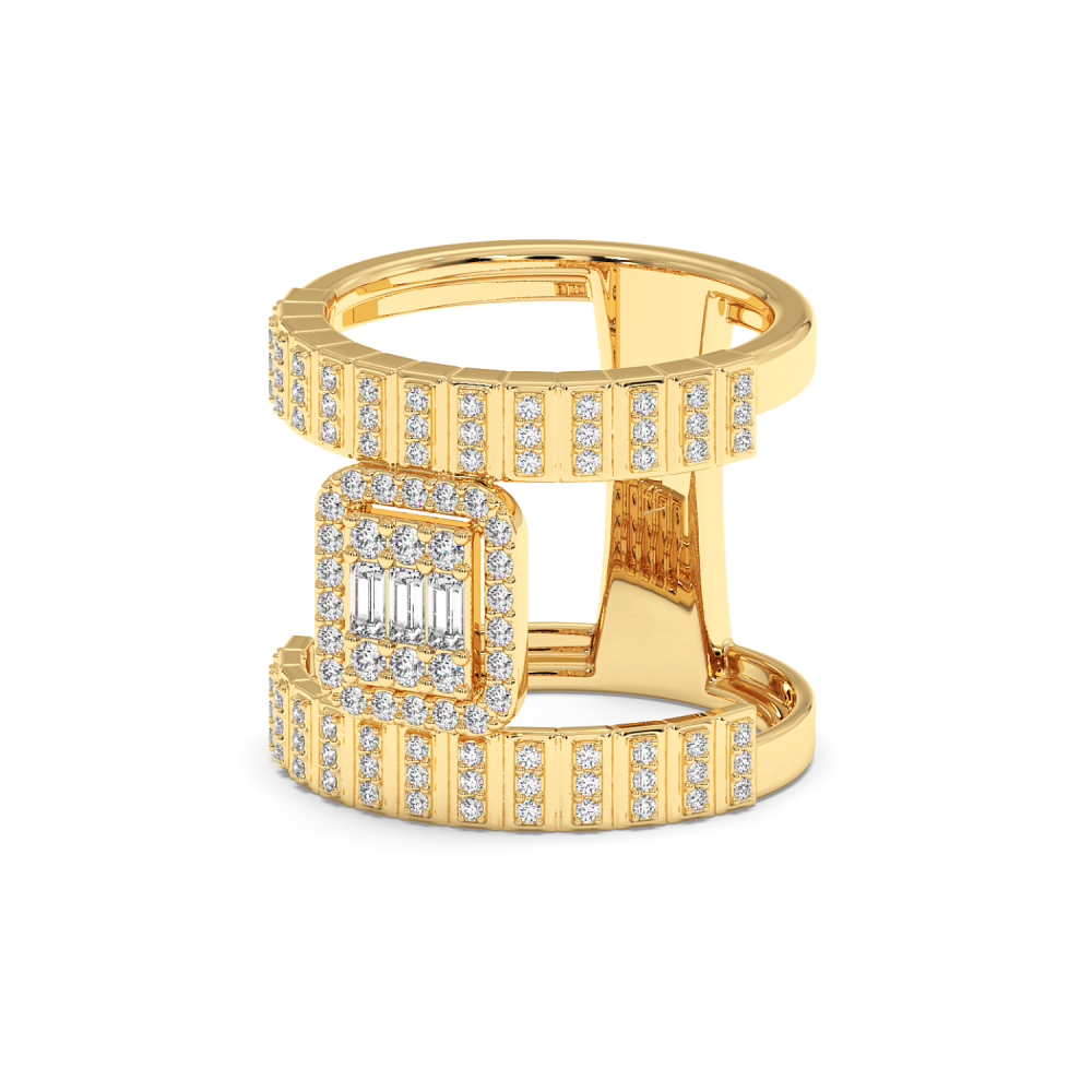 Ring with 0.11 ct Baget Diamonds and 0.50 ct round diamonds