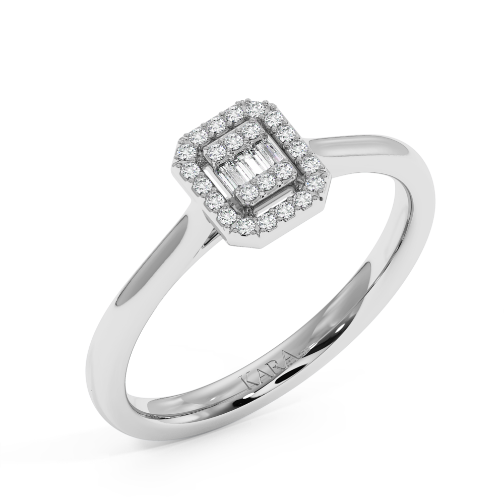 Ring with 0.04 ct Baget Diamonds and 0.16 ct round diamonds