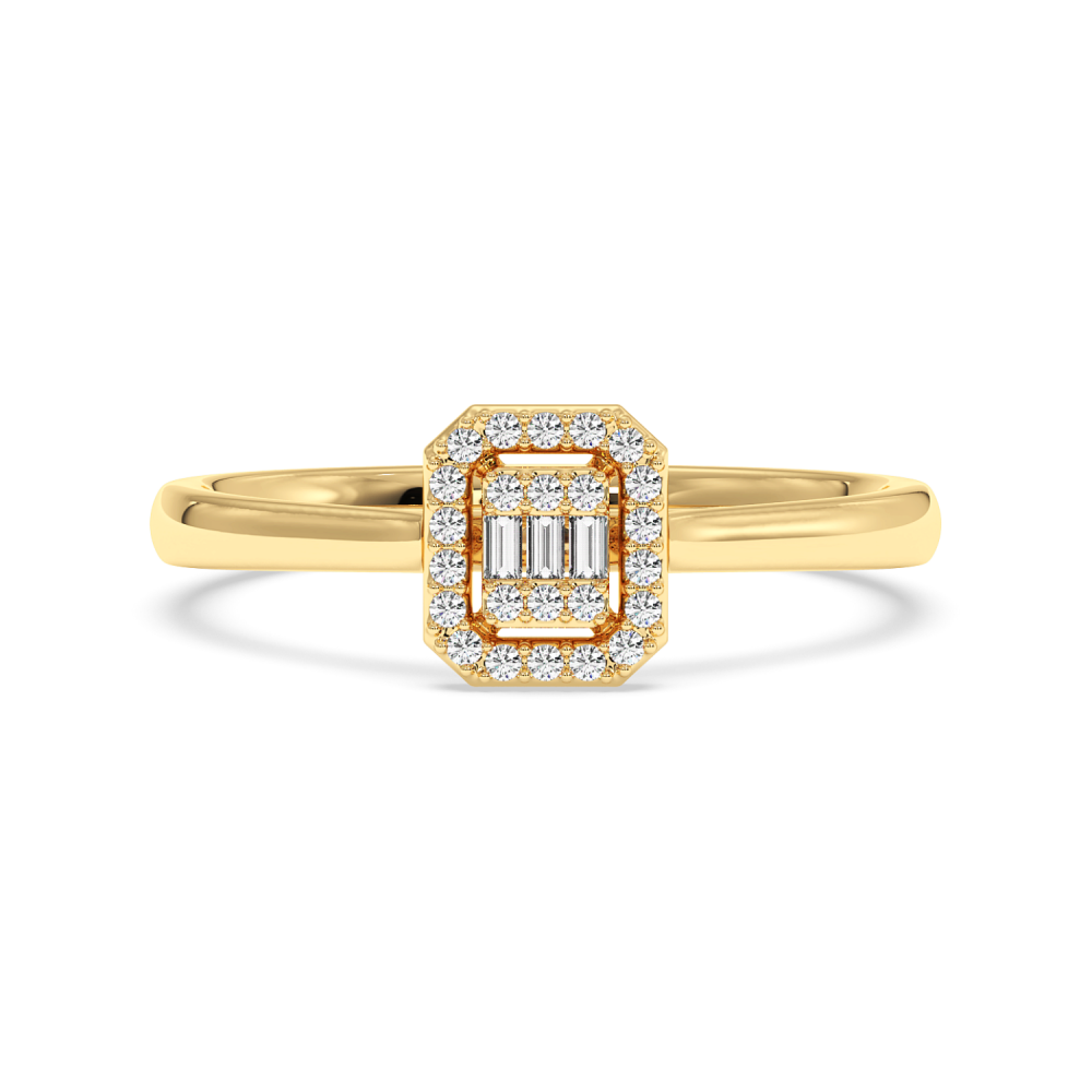 Ring with 0.04 ct Baget Diamonds and 0.16 ct round diamonds