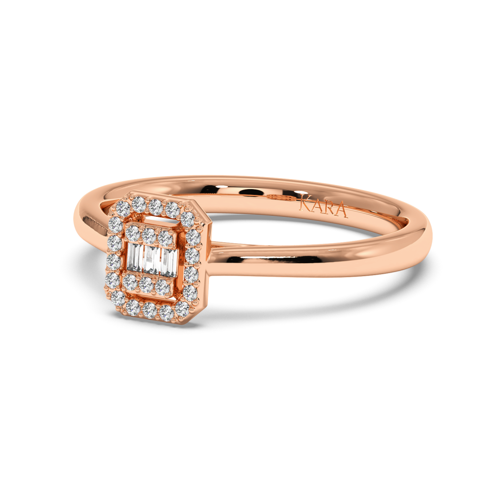 Ring with 0.04 ct Baget Diamonds and 0.16 ct round diamonds