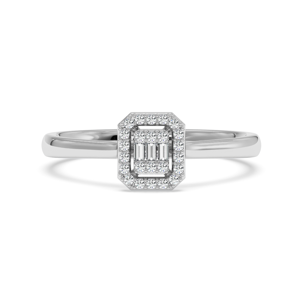 Ring with 0.04 ct Baget Diamonds and 0.16 ct round diamonds