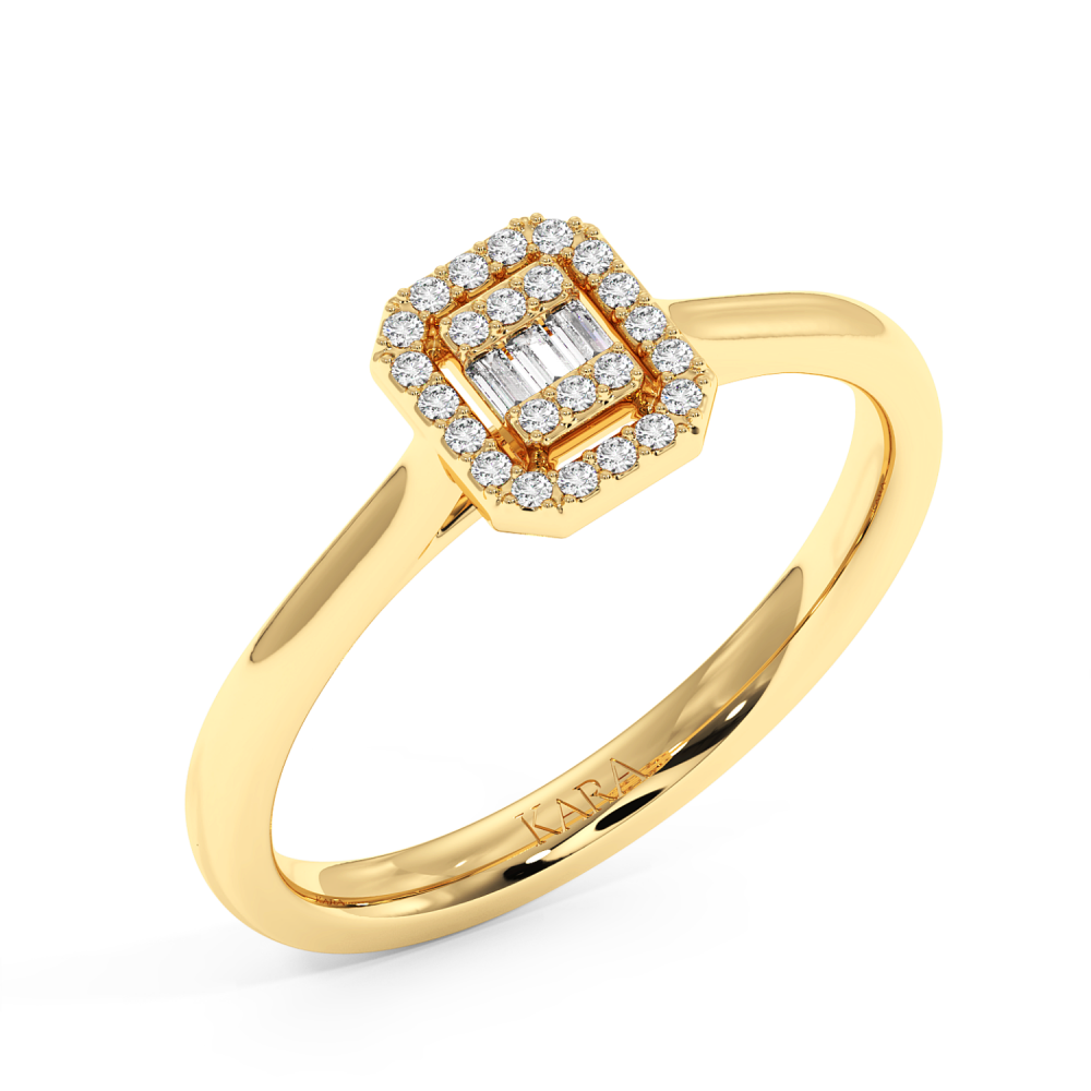 Ring with 0.04 ct Baget Diamonds and 0.16 ct round diamonds