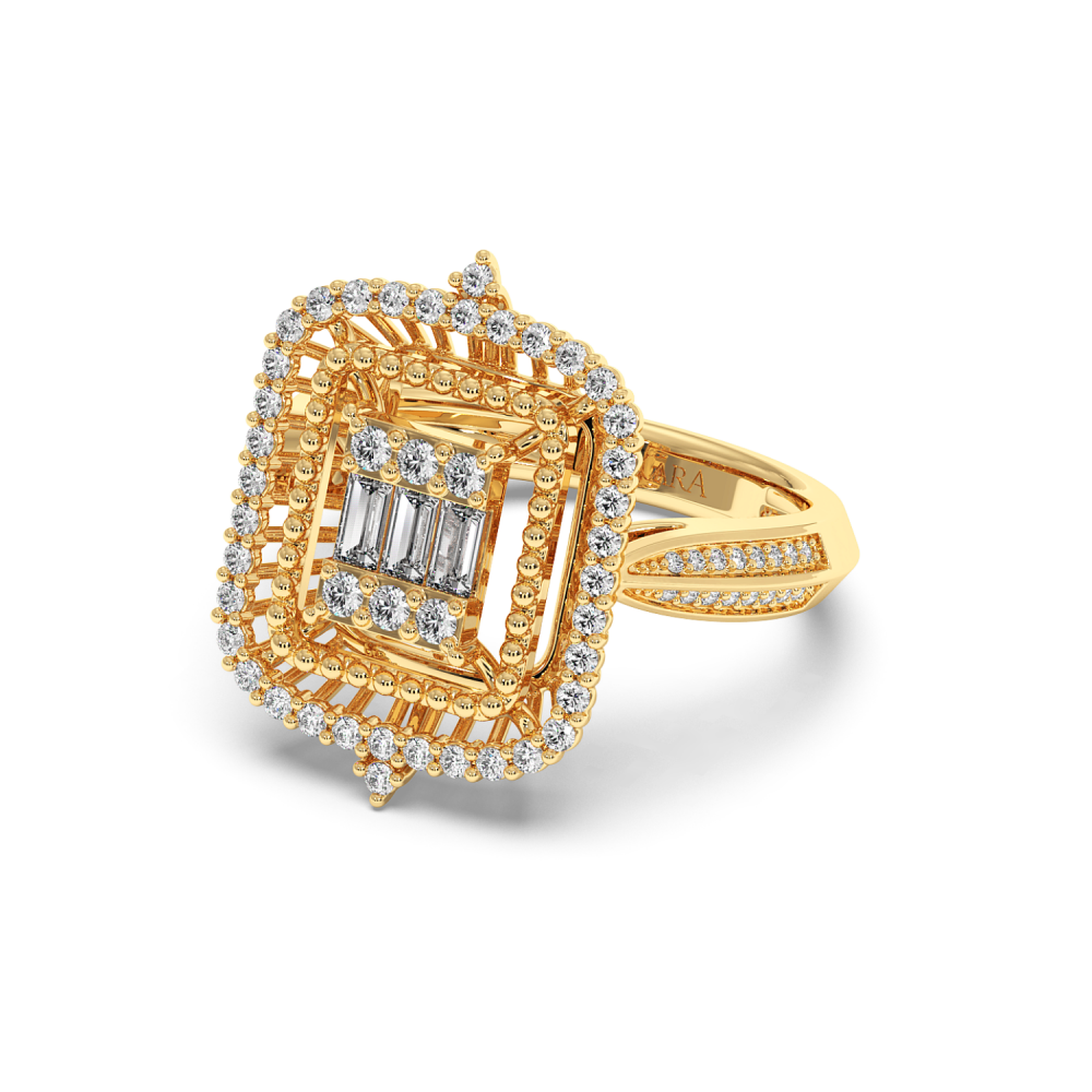 Ring with 0.13 ct Baget Diamonds and 0.46 ct round diamonds