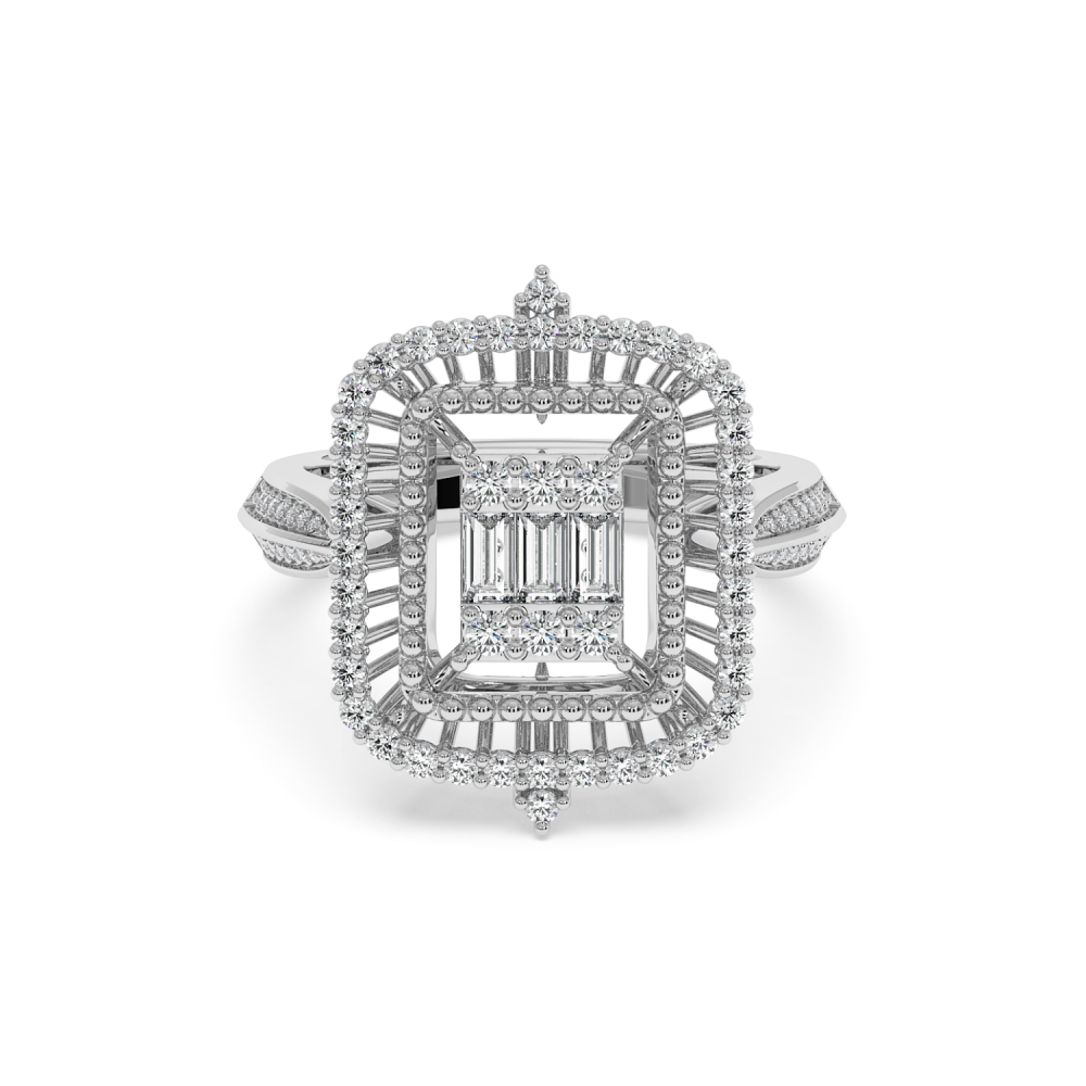 Ring with 0.13 ct Baget Diamonds and 0.46 ct round diamonds