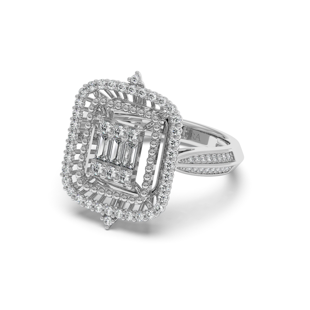 Ring with 0.13 ct Baget Diamonds and 0.46 ct round diamonds