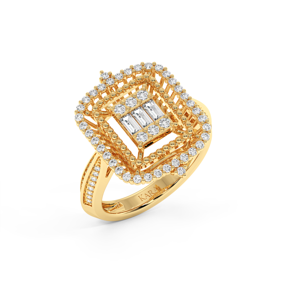 Ring with 0.13 ct Baget Diamonds and 0.46 ct round diamonds