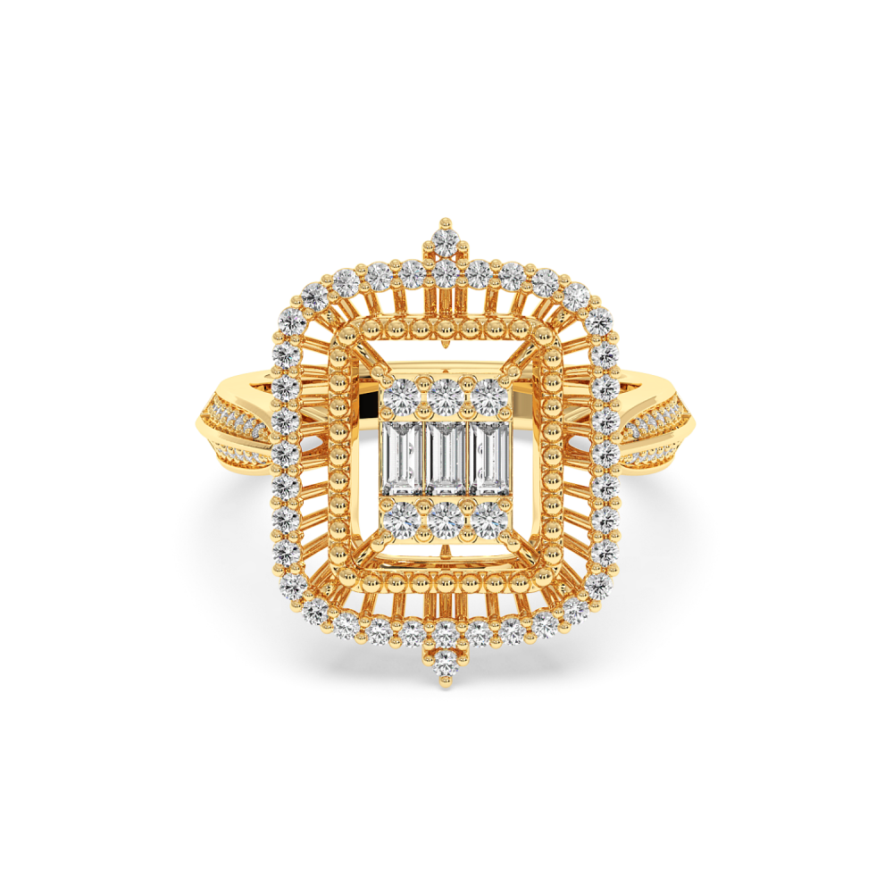 Ring with 0.13 ct Baget Diamonds and 0.46 ct round diamonds