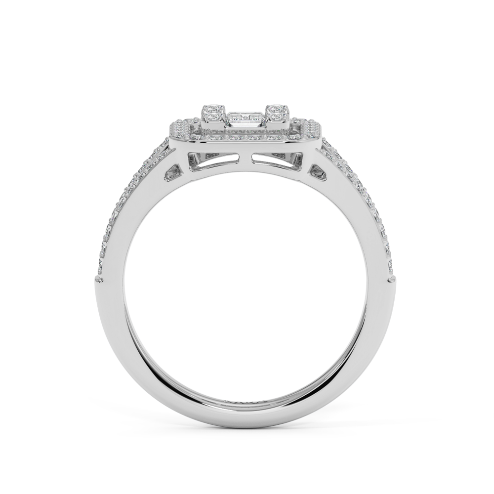 Ring with 0.20ct Baget Diamonds and 0.30ct Round Diamonds