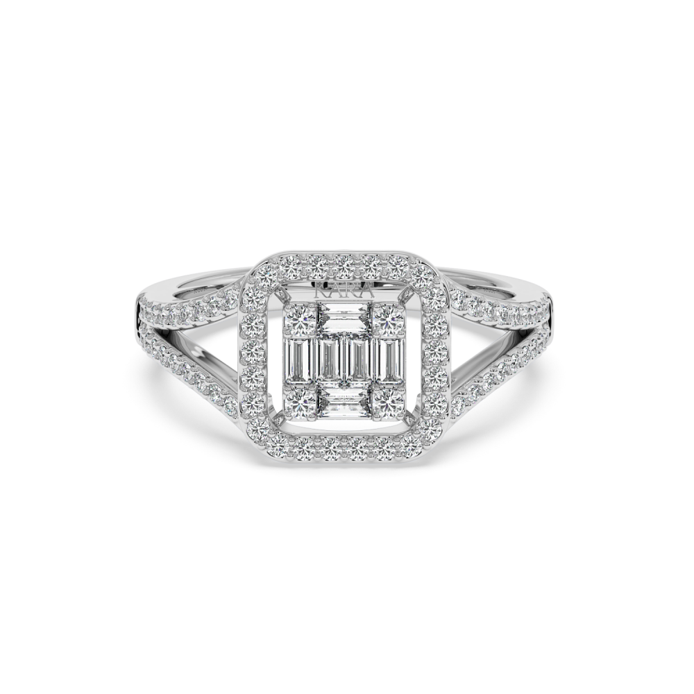 Ring with 0.20ct Baget Diamonds and 0.30ct Round Diamonds