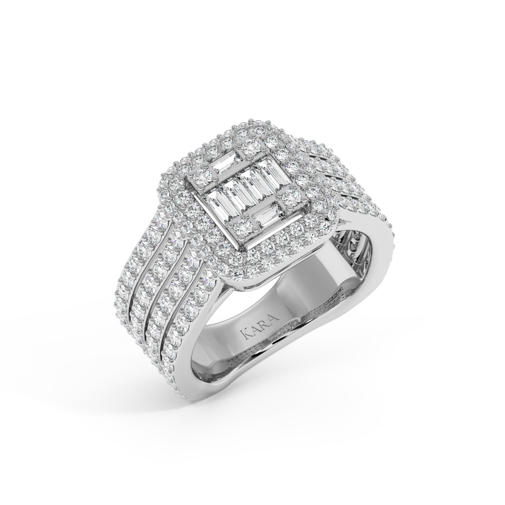 Ring with 0.23 ct Baget Diamonds and 1.47 ct round diamonds
