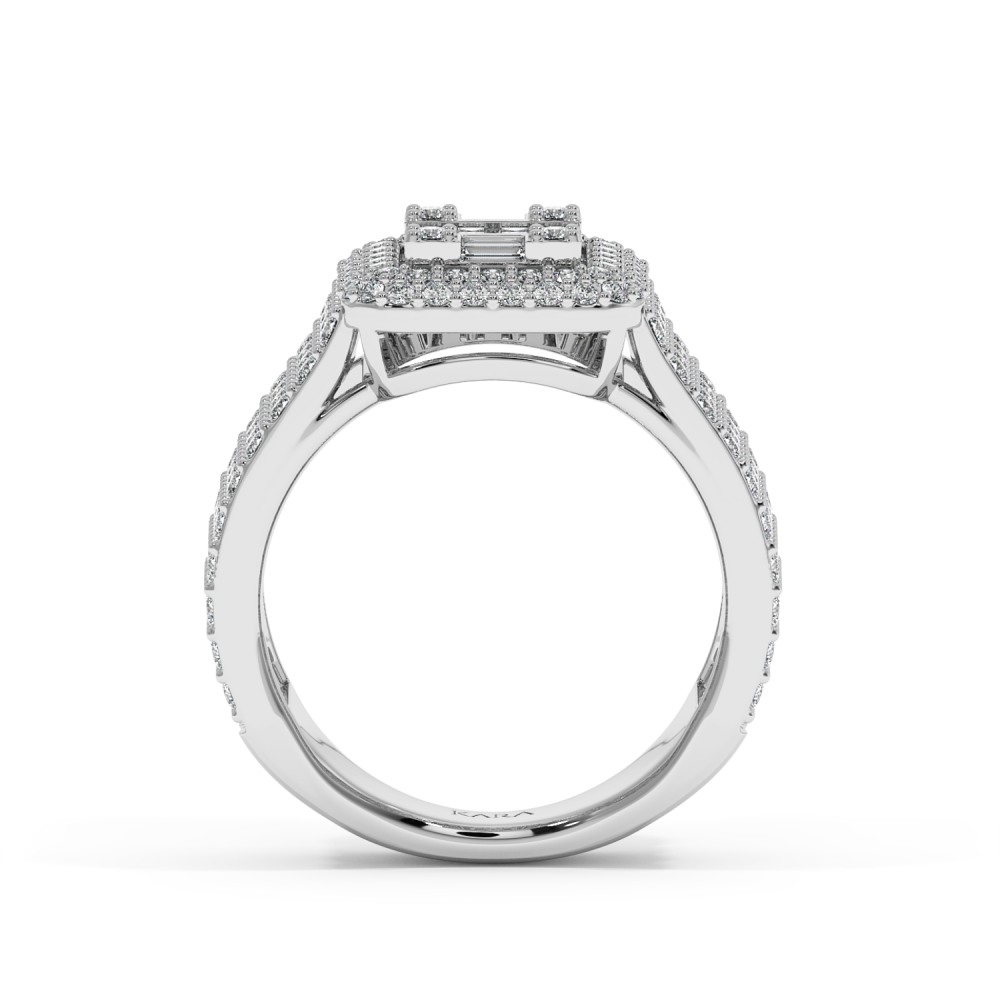 Ring with 0.23 ct Baget Diamonds and 1.47 ct round diamonds