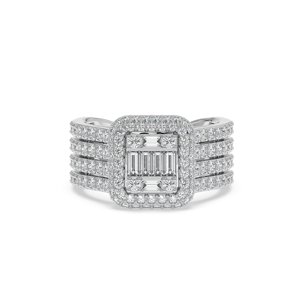 Ring with 0.23 ct Baget Diamonds and 1.47 ct round diamonds