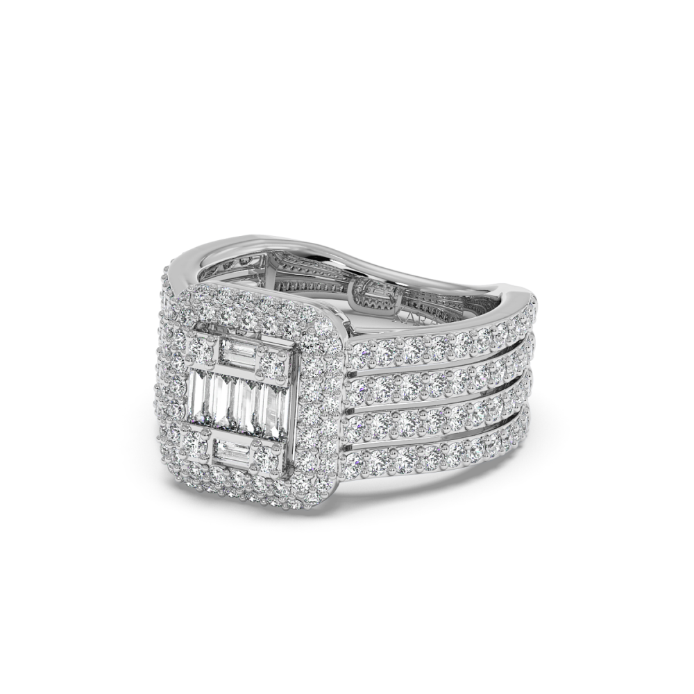 Ring with 0.23 ct Baget Diamonds and 1.47 ct round diamonds